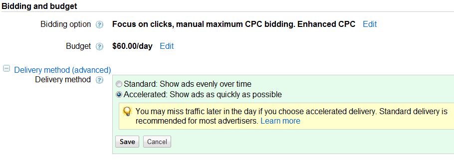 adwords campaign delivery method 