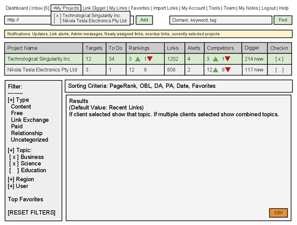 Interface Wireframe