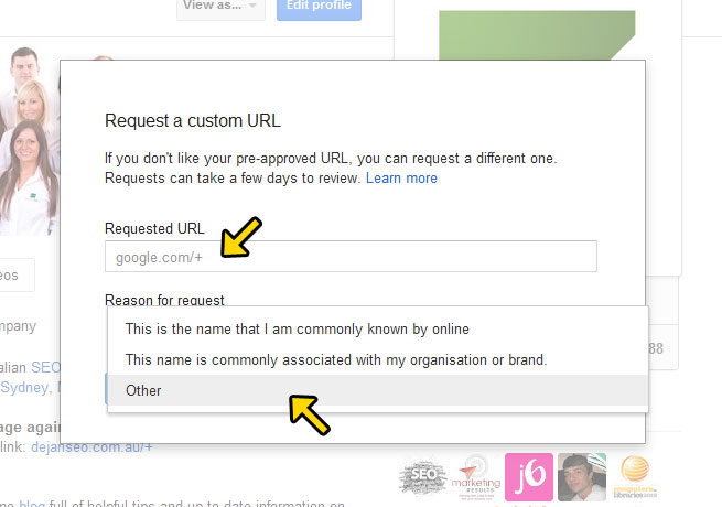 Custom URL Change Request