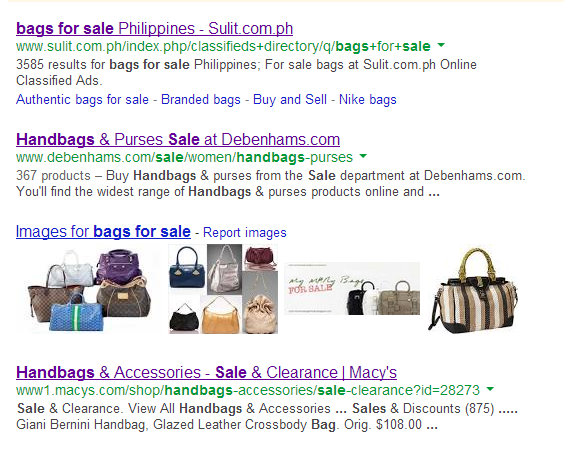 BAGS for SALE search results page google.com