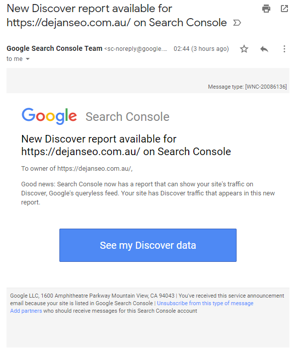 google discover email